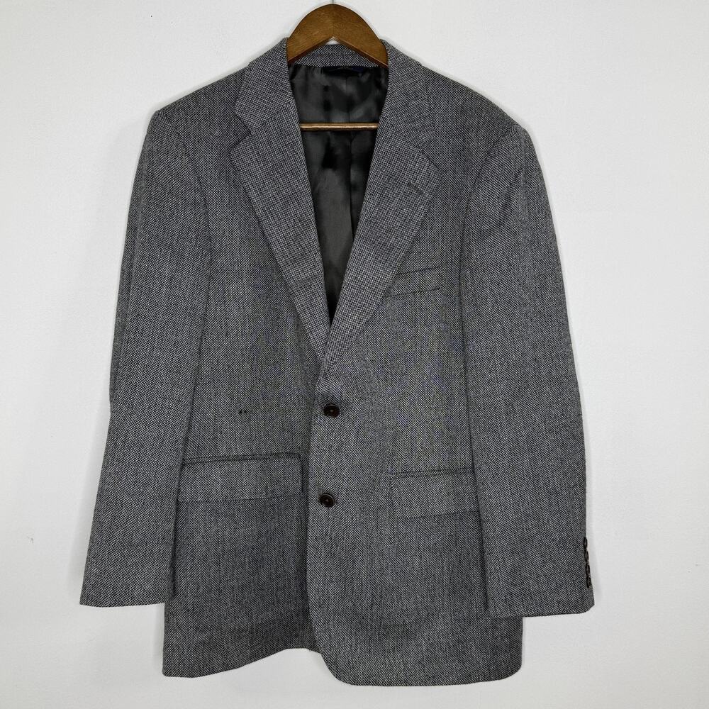 Brooks Brothers Blazer Mens 41 Gray Wool Herringbone Tweed Sport Coat Jacket 346